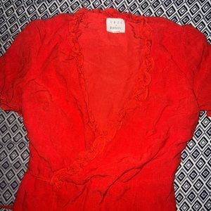 Orange Ruffled Wrap Dress